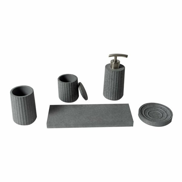 5 Piece Solid Concrete Gray Matte Bathroom Accessory Set, Alfi Brand, Mfr#: ABCO1001